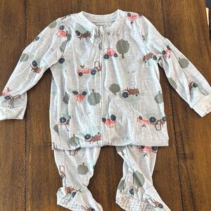 Carter's Gray Pajama Set with Tractor Print